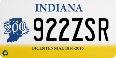 IN license plate 922ZSR