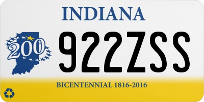 IN license plate 922ZSS