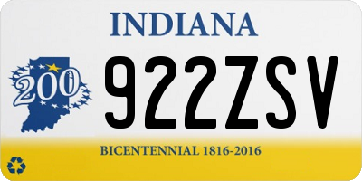 IN license plate 922ZSV