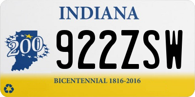 IN license plate 922ZSW