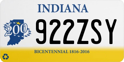 IN license plate 922ZSY