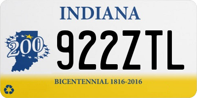 IN license plate 922ZTL
