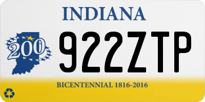 IN license plate 922ZTP