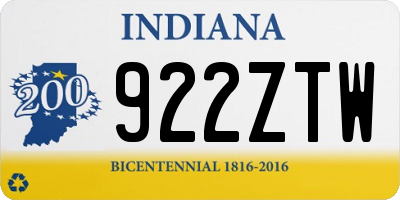 IN license plate 922ZTW