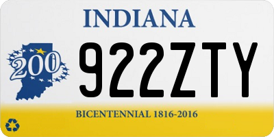 IN license plate 922ZTY