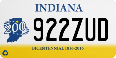 IN license plate 922ZUD