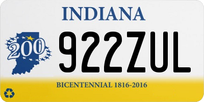 IN license plate 922ZUL