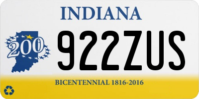 IN license plate 922ZUS