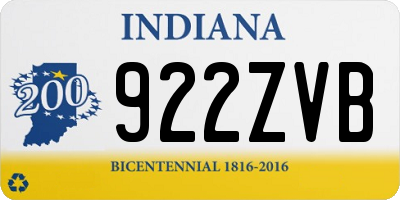 IN license plate 922ZVB