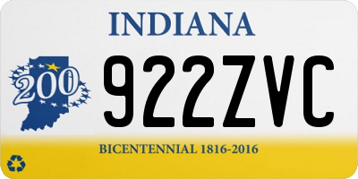 IN license plate 922ZVC