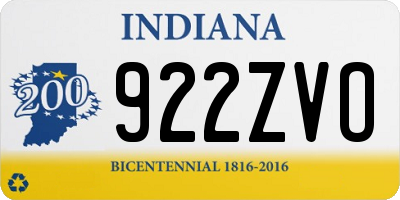 IN license plate 922ZVO