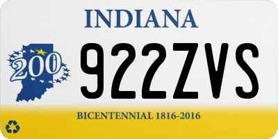 IN license plate 922ZVS