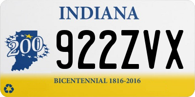 IN license plate 922ZVX