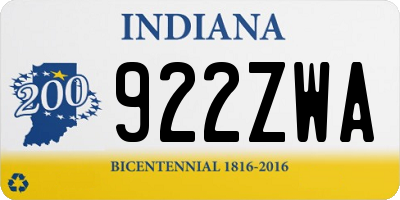 IN license plate 922ZWA