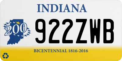 IN license plate 922ZWB