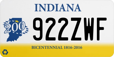 IN license plate 922ZWF