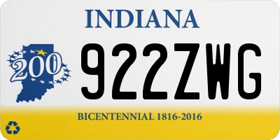 IN license plate 922ZWG