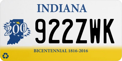 IN license plate 922ZWK