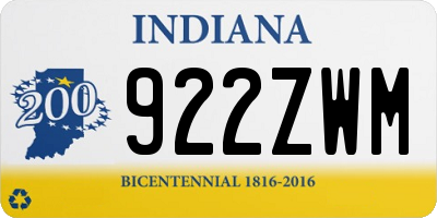 IN license plate 922ZWM