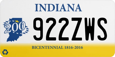 IN license plate 922ZWS
