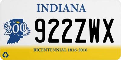 IN license plate 922ZWX