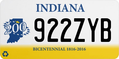 IN license plate 922ZYB