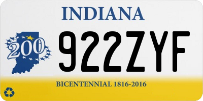 IN license plate 922ZYF