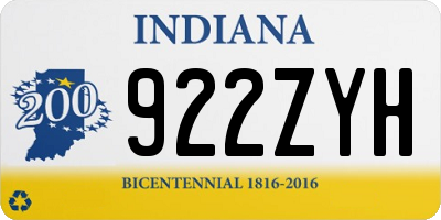 IN license plate 922ZYH