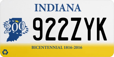 IN license plate 922ZYK