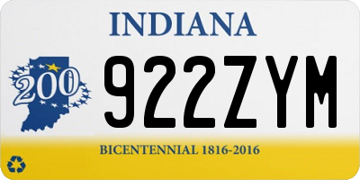 IN license plate 922ZYM