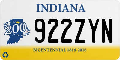 IN license plate 922ZYN