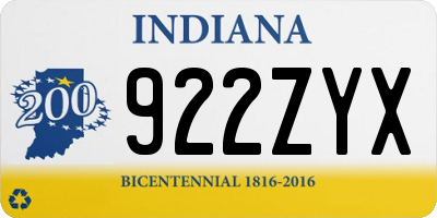 IN license plate 922ZYX