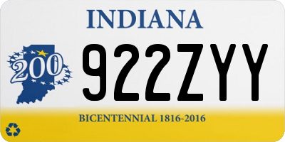 IN license plate 922ZYY