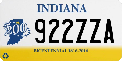 IN license plate 922ZZA
