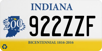 IN license plate 922ZZF