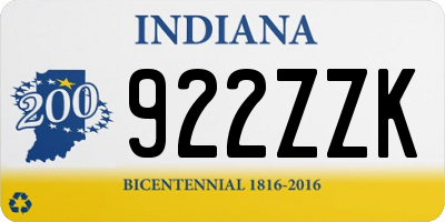IN license plate 922ZZK