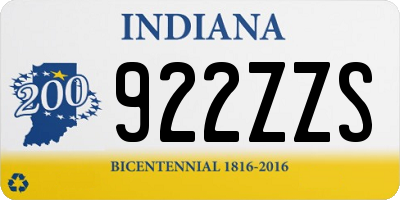 IN license plate 922ZZS