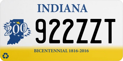 IN license plate 922ZZT