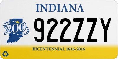 IN license plate 922ZZY