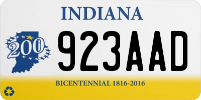 IN license plate 923AAD