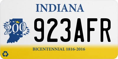 IN license plate 923AFR