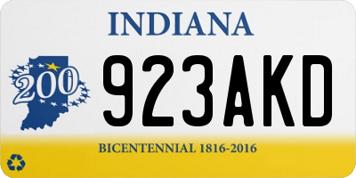 IN license plate 923AKD