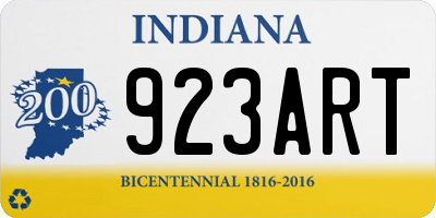IN license plate 923ART