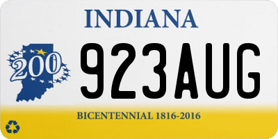 IN license plate 923AUG