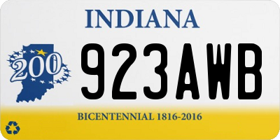 IN license plate 923AWB