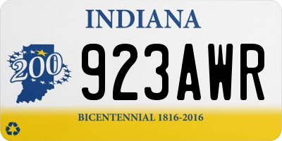 IN license plate 923AWR