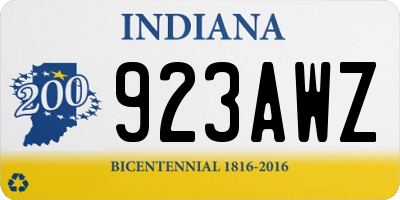 IN license plate 923AWZ