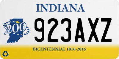 IN license plate 923AXZ