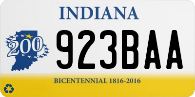 IN license plate 923BAA