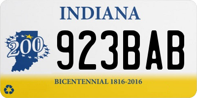 IN license plate 923BAB